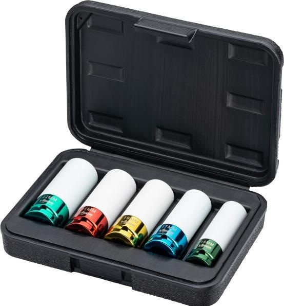 Actual product image Vigor Impact spanner socket set ∙ V2257 ∙ Square12.5 mm (1/2 inch) ∙ Outside Six... (22 mm, 15 mm, 17 mm, 19 mm, 21 mm)
