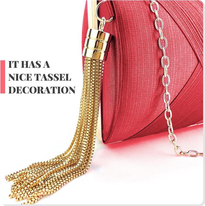 Produktbild Only-Bags.Store Abend Clutches Tasche Satin Hochzeit Party Abend Tasche Quaste Anhänger