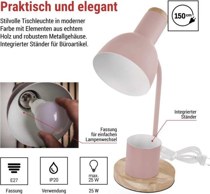 Produktbild Emos Schreibtischlampe POPPY, rosa (E27)