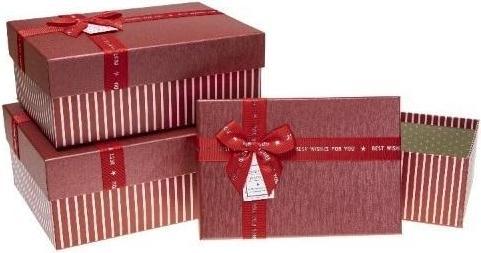 Actual product image Teka Geschenkbox mit Schleife, 3 Stück, ROSETTE-Streifen (Gift box, 3 x)