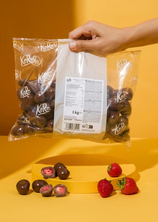 Produktbild KoRo Gefriergetrocknete Erdbeeren in Milchschokolade (1000 g)