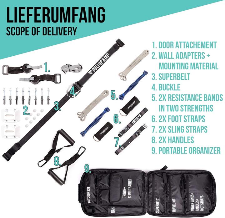 Image du produit Pullup & Dip FREESIXD Schlingentrainer mit Widerstandsbändern, Ganzkörper Trainingsgerät