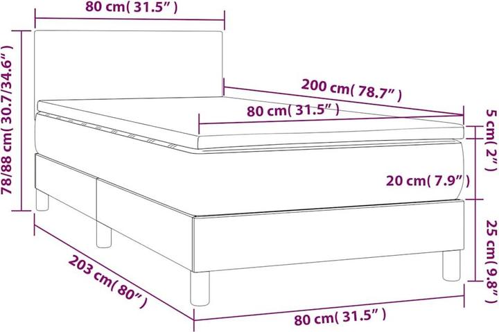 Image du produit vidaXL Boxspringbett (80 x 200 cm)