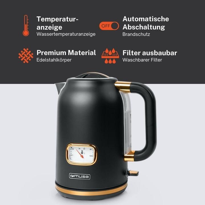 Actual product image Muse MS030 BC Stainless Steel Kettle Black (1.70 l)