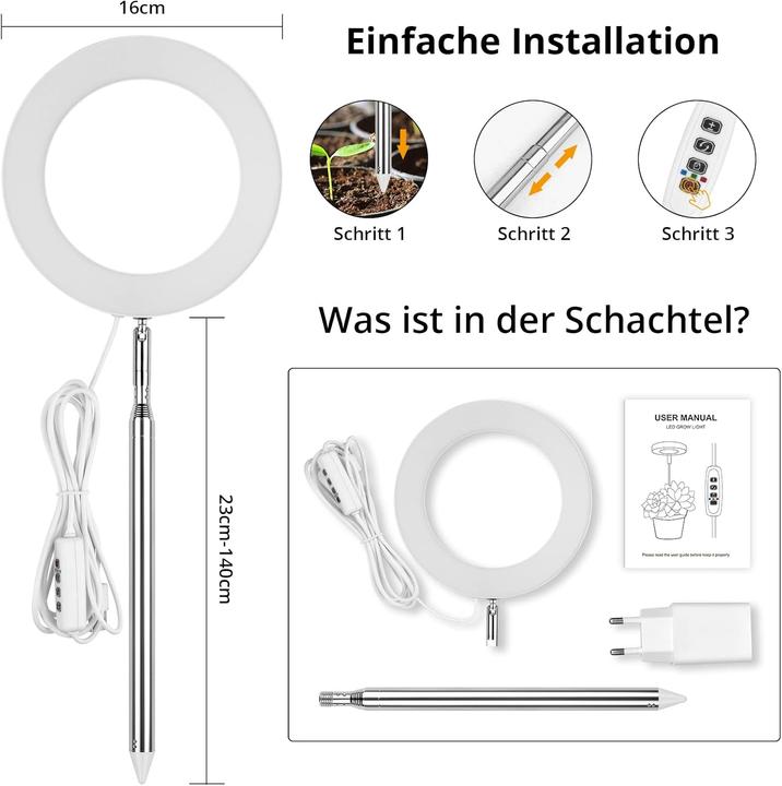 Actual product image Sondico LED-Pflanzenlampe Vollspektrum mit Auto-Timer (LED)