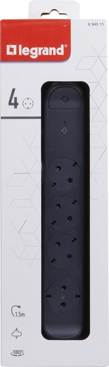 Actual product image Legrand Rotating power strip 4x socket, SPD, 1.5m cable Black 694511 (4 x, 1.50 m)