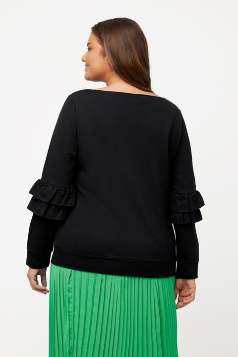 Produktbild Ulla Popken Sweatshirt, Rüschen, V-Ausschnitt, Langarm (50, 52)