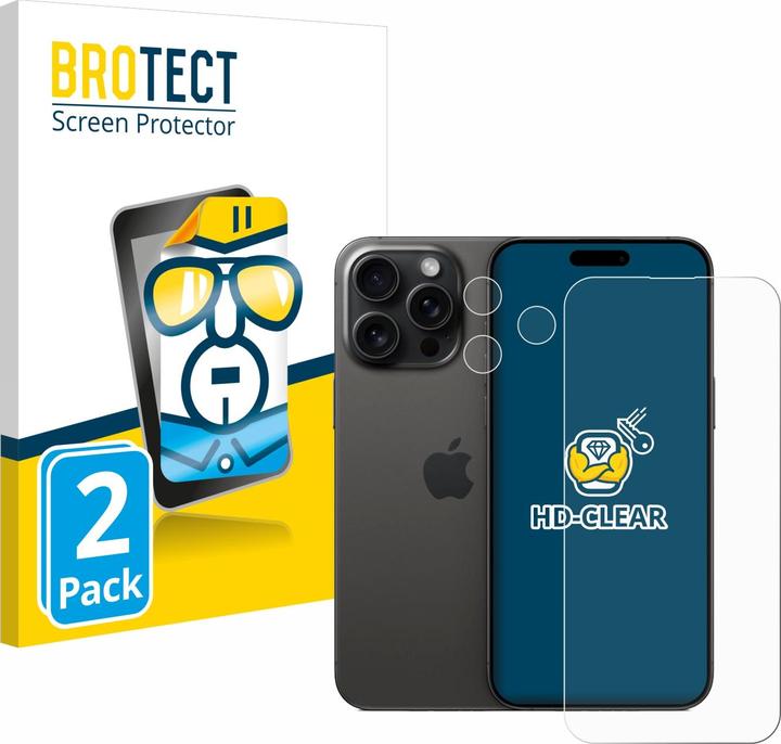 BROTECT Pellicola Trasparente (2 Pezzo/i, Apple iPhone 15 Pro Max)