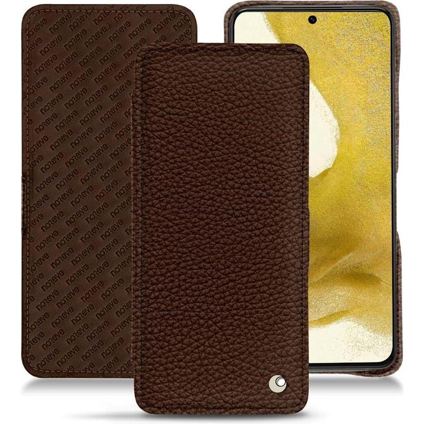 Noreve Lederschutzhülle horizontal (Samsung Galaxy S22), Smartphone Hülle, Braun
