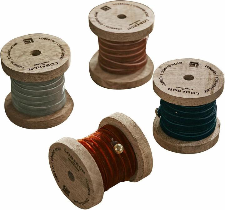 Immagine prodotto Loberon Set di 4 nastri in velluto Hilary rosso/verde (Nastro da regalo, 4 x)