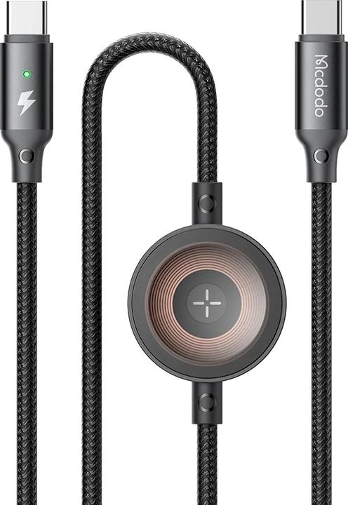 Image du produit Mcdodo 2 en 1 Set USB-C vers USB-C Câble de charge & chargeur sans fil pour Apple Watch (1.50 m, USB 3.2 Gen 1, 60 W)