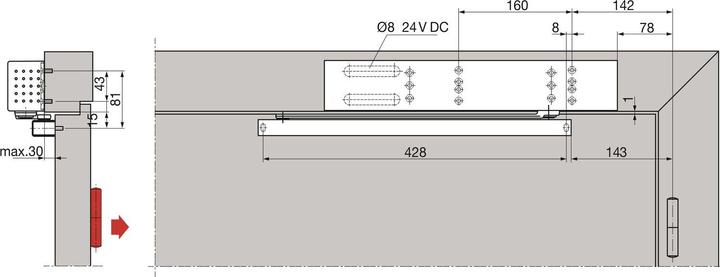 Productafbeelding Dormakaba Vrijloopdeurdranger TS 99 FL Contur Design (Glazen deur, Houten deur, Tuinpoort, Objectdeur, Interieur)