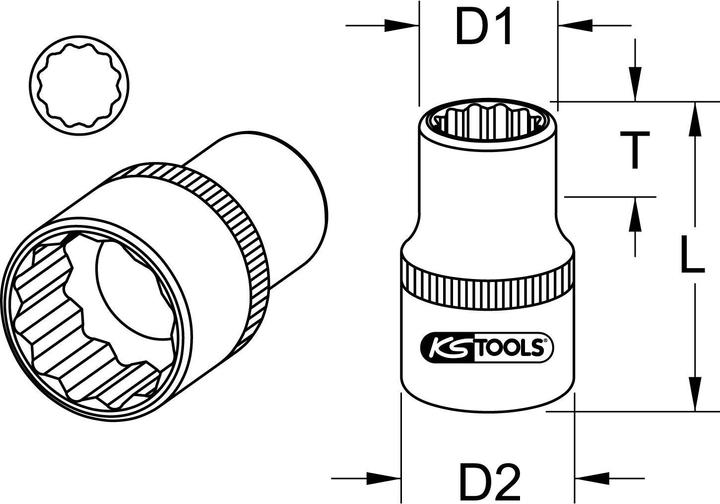 Produktbild KS Tools 3/4" 12-Kant-Stecknuss kurz (42 mm)