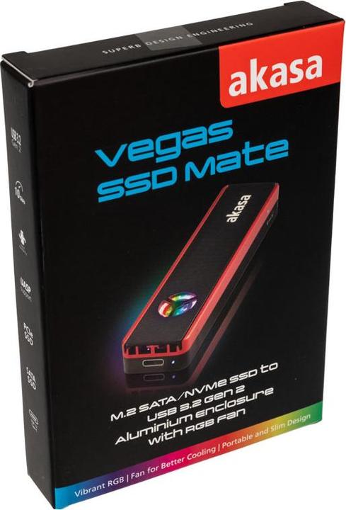 Produktbild Akasa Vegas SSD Mate, M.2 SATA/NVMe SSD to USB3.2 Gen2 (M.2 2280, M.2 2230, M.2 2260, M.2 2242)