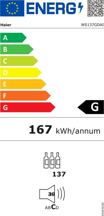 Energie-Label Haier Weinschrank WS137GDAI