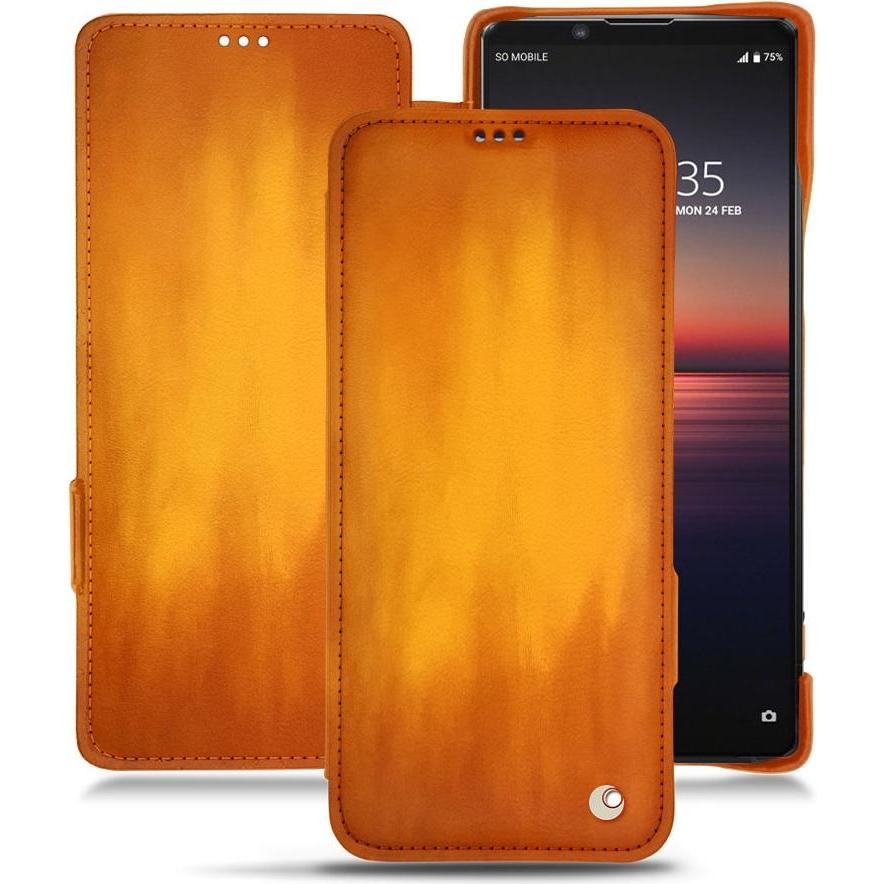 Noreve Lederschutzhülle horizontal (Sony Xperia 1 II), Smartphone Hülle, Orange