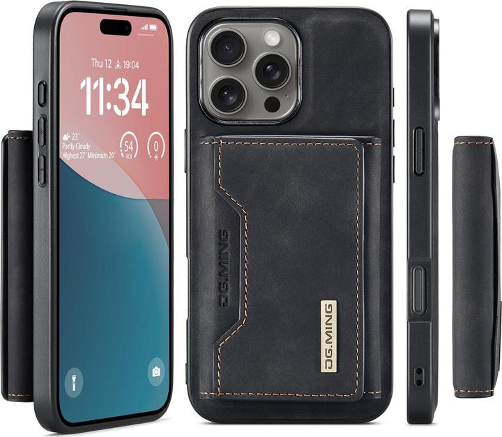 Produktbild Dg.Ming iPhone 13 Pro - Etui, Leder-Optik, Kartenfach & Magnetverschluss, Schwarz (Apple iPhone 13 Pro)