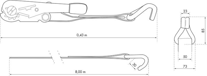 Immagine prodotto Thirard Cinghia di tensione, 8m, con cricchetto, gancio jj, giallo