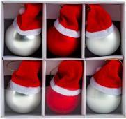 IKO Weihnachtskugel Glas mit Mütze zum Hängen d=6,7cm (6 -teilig)