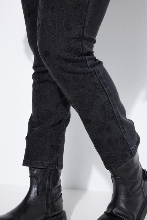 Image du produit Studio Untold Jean Mom 5 poches, fleurs brodées sur le devant (46)