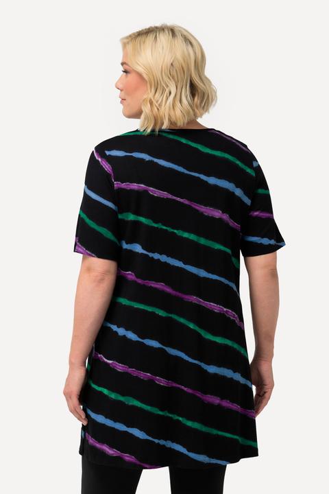 Immagine prodotto Ulla Popken Maglia dal taglio lungo e svasato con stampa batik, scollo a V e mezze maniche (50, 52)
