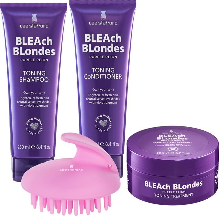 Image du produit Lee Stafford Bleach Blondes Purple Reign Set - Neutralisant pour les tons jaunes (Kit de soins capillaires)