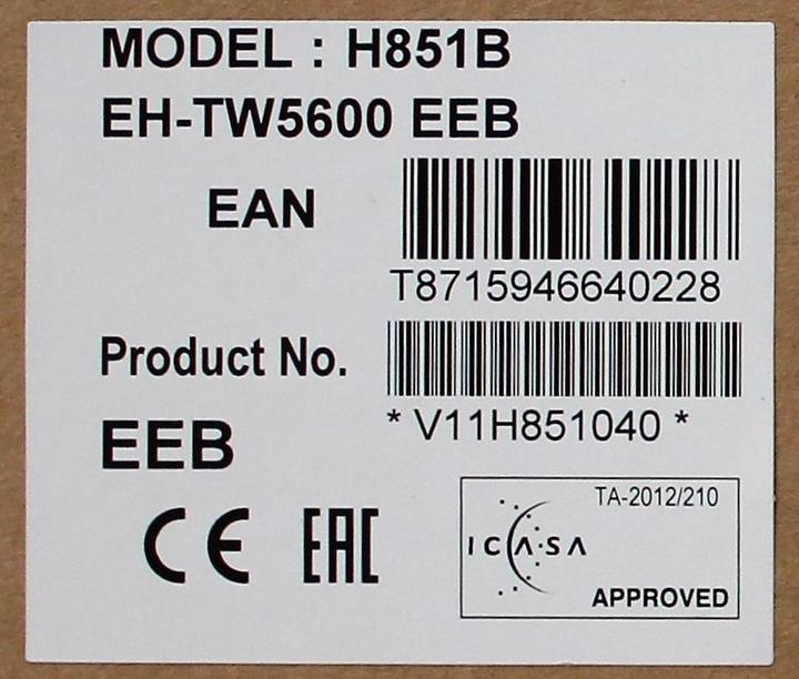 Image du produit Epson Eh-Tw5600 (Full HD, 2500 lm, 1.33 - 2.16:1)