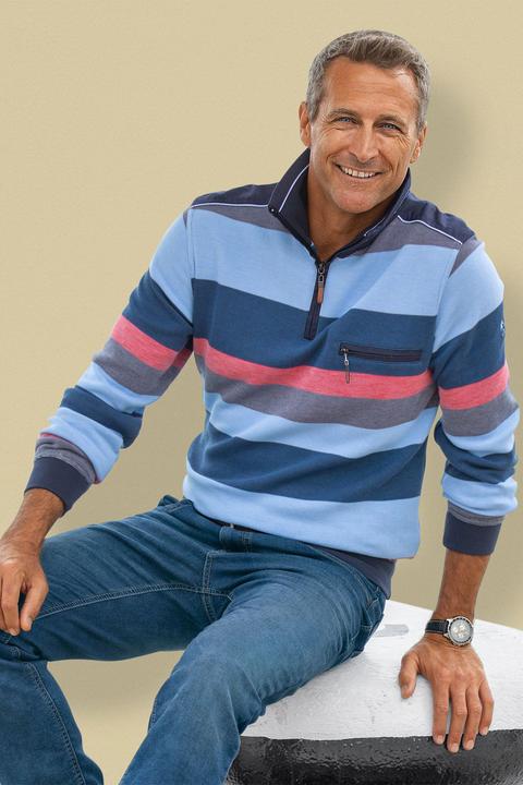 Image du produit Hajo Pull-over Streifensweater "StayFresh" Herren marine/rot (50, 52)