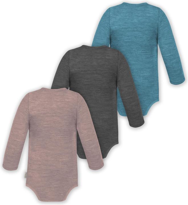 Actual product image Normani 3-pack baby merino long sleeve wrap bodysuit for boy and girl - 9355 (62)