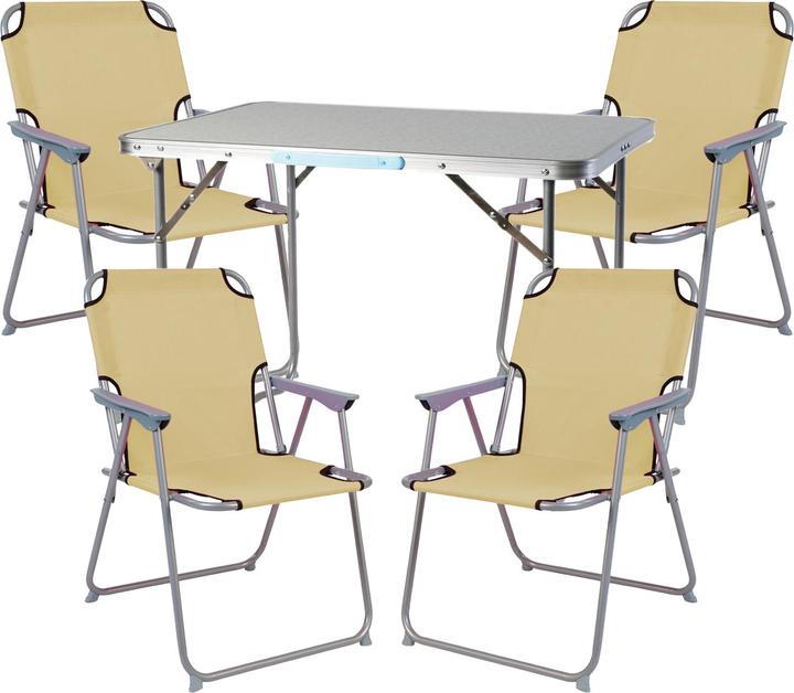 Inda-Exclusiv 5-piece camping furniture set aluminium L70xW50xH59cm beige