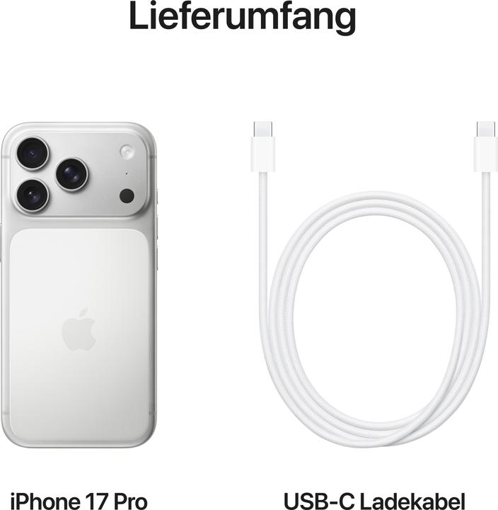 Produktbild Apple iPhone 17 Pro (1000 GB, Silver, 6.30", Dual SIM, 5G)