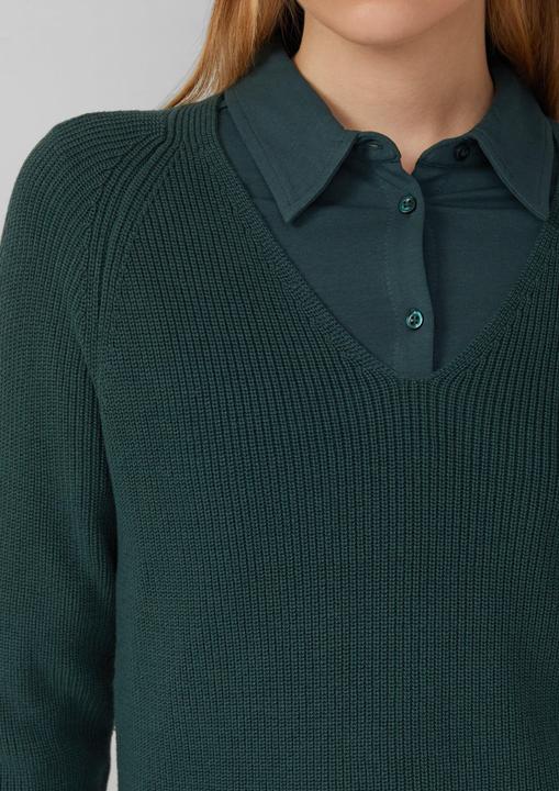 Produktbild s.Oliver Strickpullover Strickpullover aus Baumwollmix mit V-Ausschnitt (42)