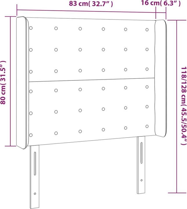 Actual product image vidaXL LED Kopfteil (83 x 16 x 128 cm)