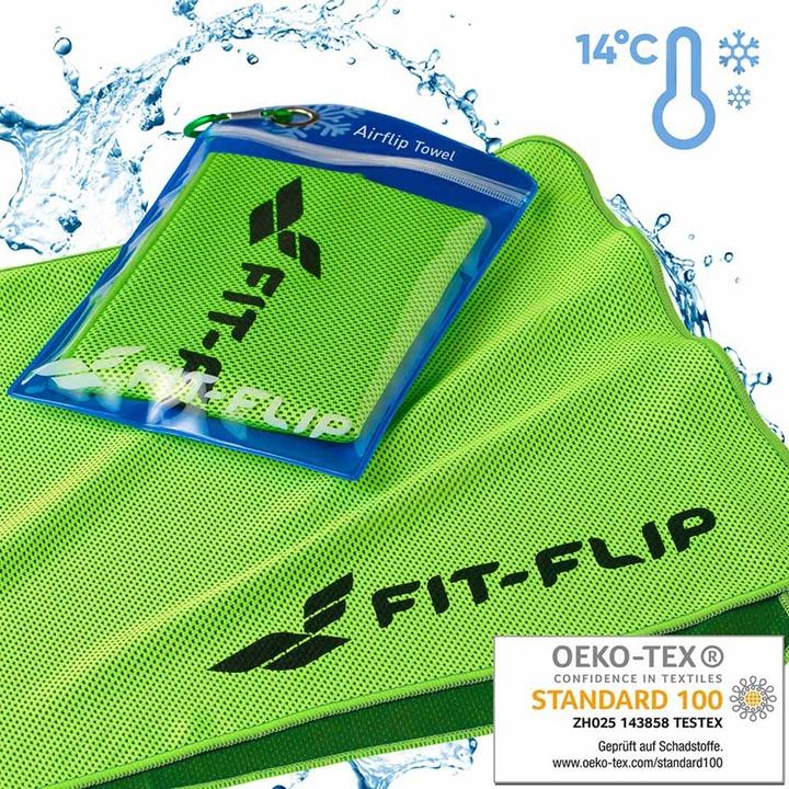 Actual product image Fit-Flip Airflip Towel Kühlhandtuch Mikrofaser mit Tasche 100x30cm (100 x 30 cm)