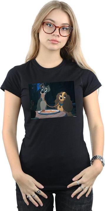 Actual product image Disney Womens/Ladies Lady And The Tramp Spaghetti Slurp Cotton T-Shirt (S)