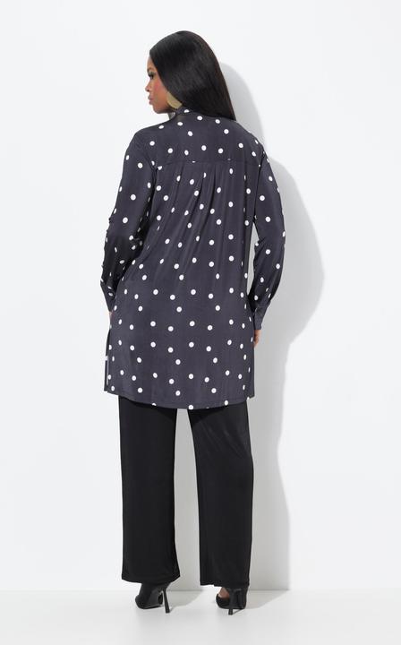 Image du produit Ulla Popken Chemisier long au tombé fluide, motif pois, col chemise et manches longues (54)