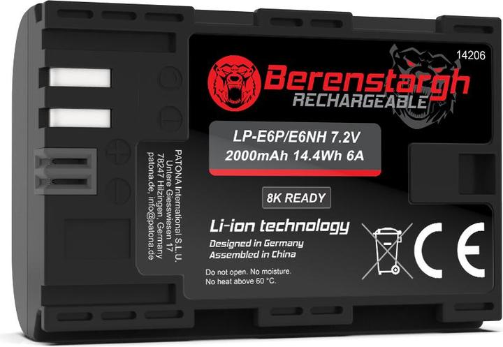 Image du produit Berenstargh Akku LP-E6P für Canon R5 Mark II R6 Mark II R7 R6 R5 R (Batterie de l'appareil photo)