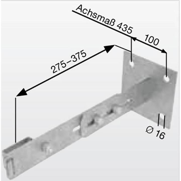 Immagine prodotto Munk Staffa a muro con morsetto, regolabile da 275 a 375 mm, acciaio zincato
