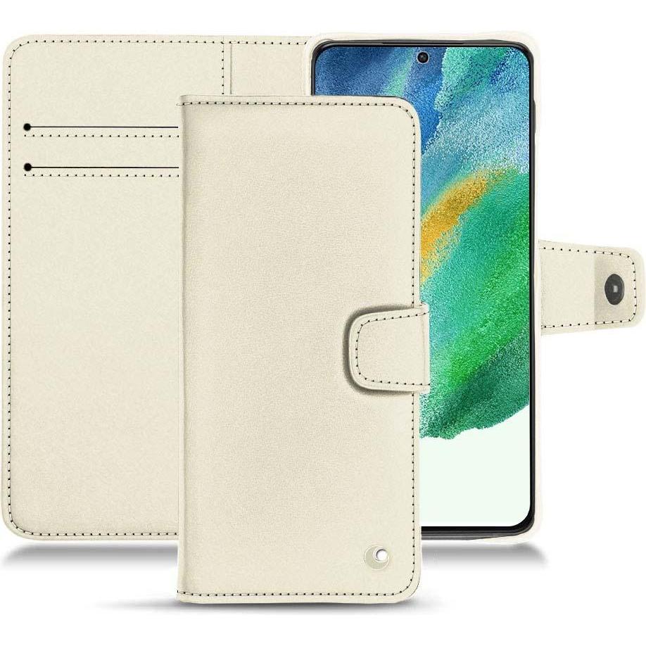 Noreve Lederschutzhülle Wallet (Samsung Galaxy S21 FE), Smartphone Hülle, Weiss