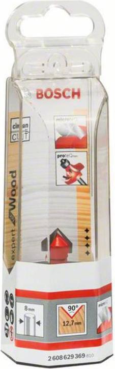 Immagine prodotto Bosch Professional Zubehör Fresa a V Expert per legno, 8 mm, D 12,7 mm, L 10 mm, G 44,5 mm, 90°.