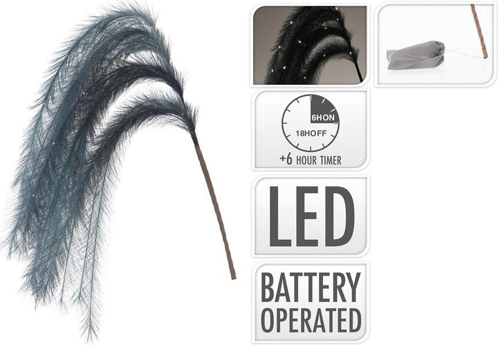 Immagine prodotto Casativo Decorazione illuminata 6 piume, decorazione di piume con LED e funzione timer, verde scuro, 130 cm