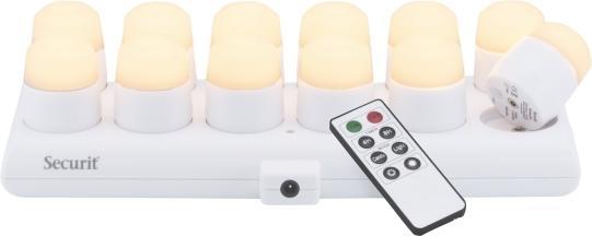 Securit ® AMSTERDAM LED Fyrfadslys 12 pcs + charger, hvidt lys