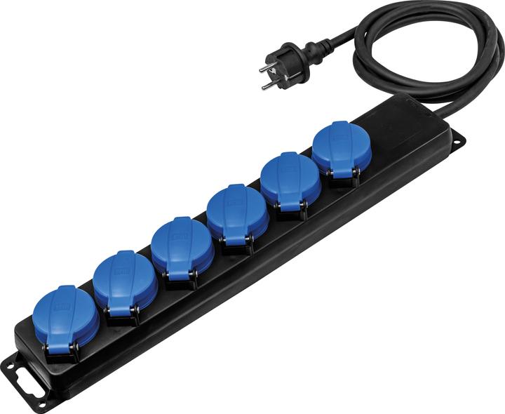 As - Schwabe 6-way distribution socket strip without switch (6 x, CEE 7/3, 1.50 m)