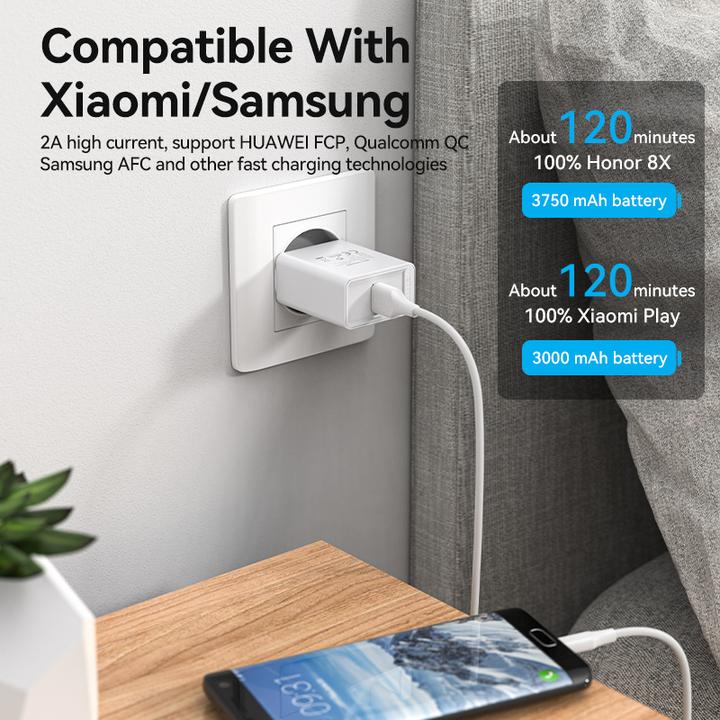 Produktbild Vention USB 2.0 Male to Micro-B Male 2A 1m CTIWF (white) (1 m, USB 2.0, 60 W)