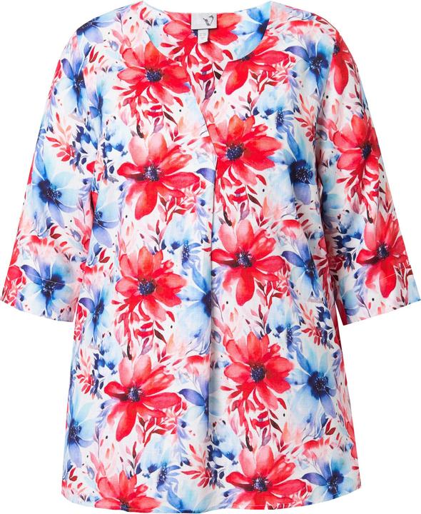 Produktbild Ulla Popken Leinenmix-Bluse, A-Linie, Tunika-Ausschnitt, 3/4-Arm (42, 44)