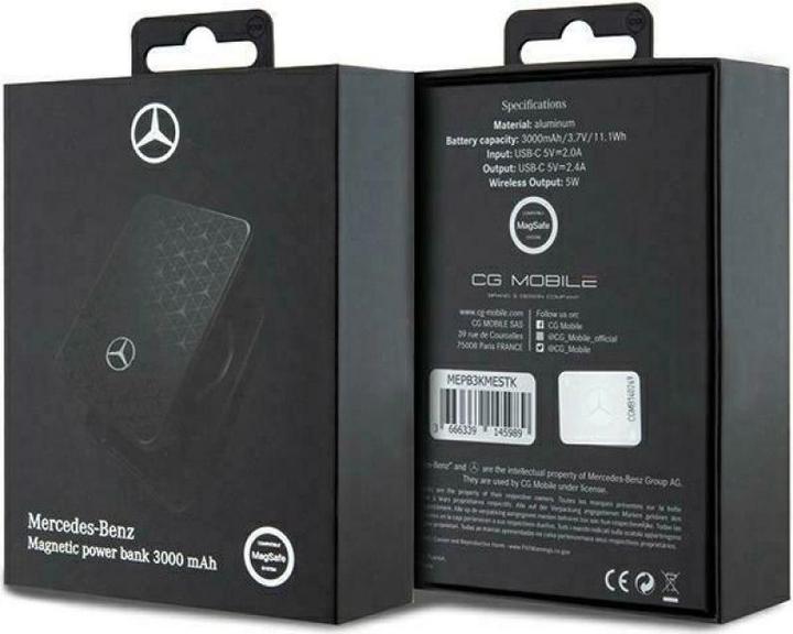 Produktbild Mercedes Powerbank MEPB3KMESTK 5W 3000mAh czarny/black MagSafe (3000 mAh, 5 W, 11.10 Wh)