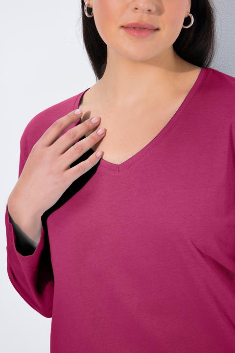 Produktbild Ulla Popken Shirt, V-Ausschnitt, Relaxed, Langarm (62)