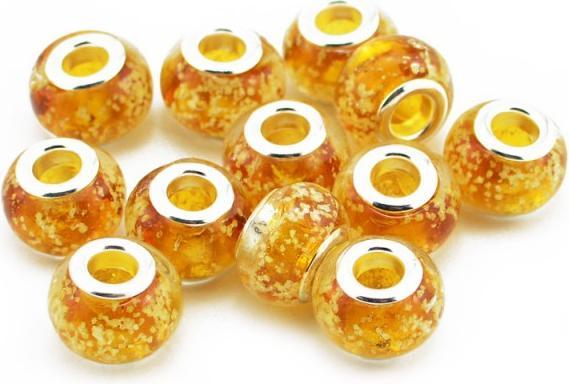 Produktbild Hermex Glas Bead Perle versilbert 925 - Caramel (Glas, Silber 925)