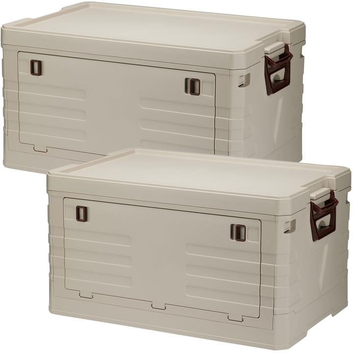 Image du produit Storage Solutions 2er-Set Faltbare Aufbewahrungsbox 55L Beige: robuste Klappbox, stapelbarer Ordnungshelfer (35 cm, 55 l, 2x)