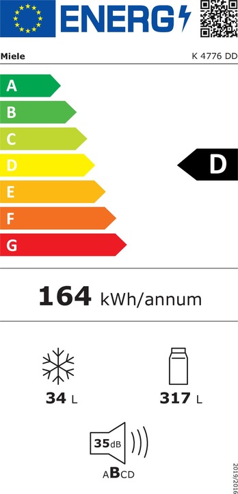 Energie-Label Miele K 4776 DD Stand-Kühlschrank (351 l)